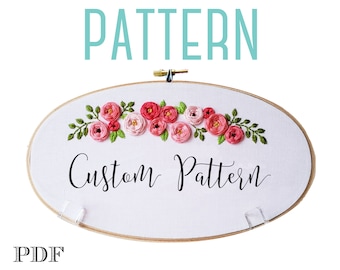 Customizable Floral DIGITAL Embroidery Pattern, DIY Embroidery, Instant Download PDF Pattern, Nursery Decor