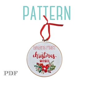 Make your own Christmas Ornament! Baby First Christmas Embroidery Pattern,2024 Christmas Ornament DIGITAL Pattern,Download PDF,DIY Ornament