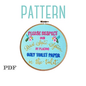 Septic System Sign, Farm Life Embroidery Pattern,Instant Download PDF,Hand Embroidery Pattern,Printable Stitching Pattern