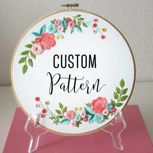 Personalized Floral Embroidery Pattern, DIY Embroidery, Instant Download PDF Pattern, Floral Embroidery Pattern, Nursery Decor