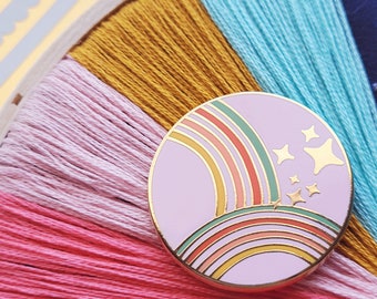 Rainbow Needle Minder for Embroidery,Magnetic Enamel Pin, Barbiecore, Mother's Day gift, Cross Stitch,Gift for Seamstress,Colorful Sewing