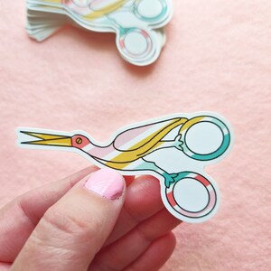 Stork Embroidery Scissors Sticker, Rainbow Scissors,Sewing Sticker, Craft Supplies, Sewing Scissors, Gift for Seamstress, Stocking stuffer