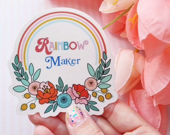 Rainbow Sticker, Floral Rainbow, Sticker for Hydroflask,Rainbow Maker,Waterproof Stickers,Flower Stickers,Waterbottle Sticker,Laptop Sticker