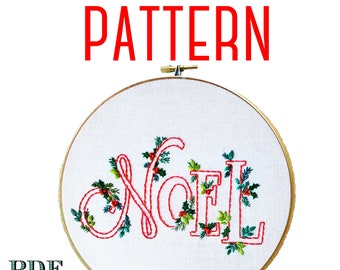 Noel Christmas Embroidery Pattern,Handmade Christmas Decorations,Hand Embroidery, Christmas Crafts,Digital Stitching Pattern, PDF