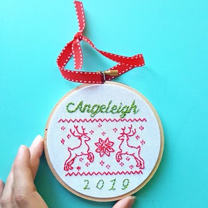 Embroidered Name Christmas Ornament,Baby's First Christmas,Customized 2023 Christmas Tree Ornament,Embroidery Hoop Ornament,Christmas Gift image 4