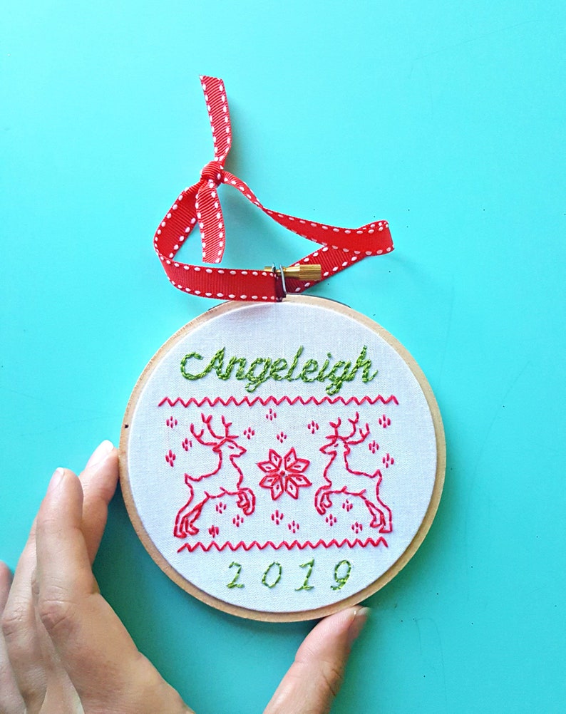 Embroidered Name Christmas Ornament,Baby's First Christmas,Customized 2023 Christmas Tree Ornament,Embroidery Hoop Ornament,Christmas Gift image 4