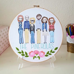 Custom Family Portrait, Embroidery Hoop Art,Stitch Portrait,Birth Announcement,Cross Stitch Family,Personalized Family