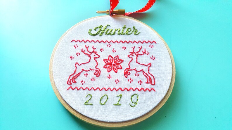 Embroidered Name Christmas Ornament,Baby's First Christmas,Customized 2023 Christmas Tree Ornament,Embroidery Hoop Ornament,Christmas Gift image 2