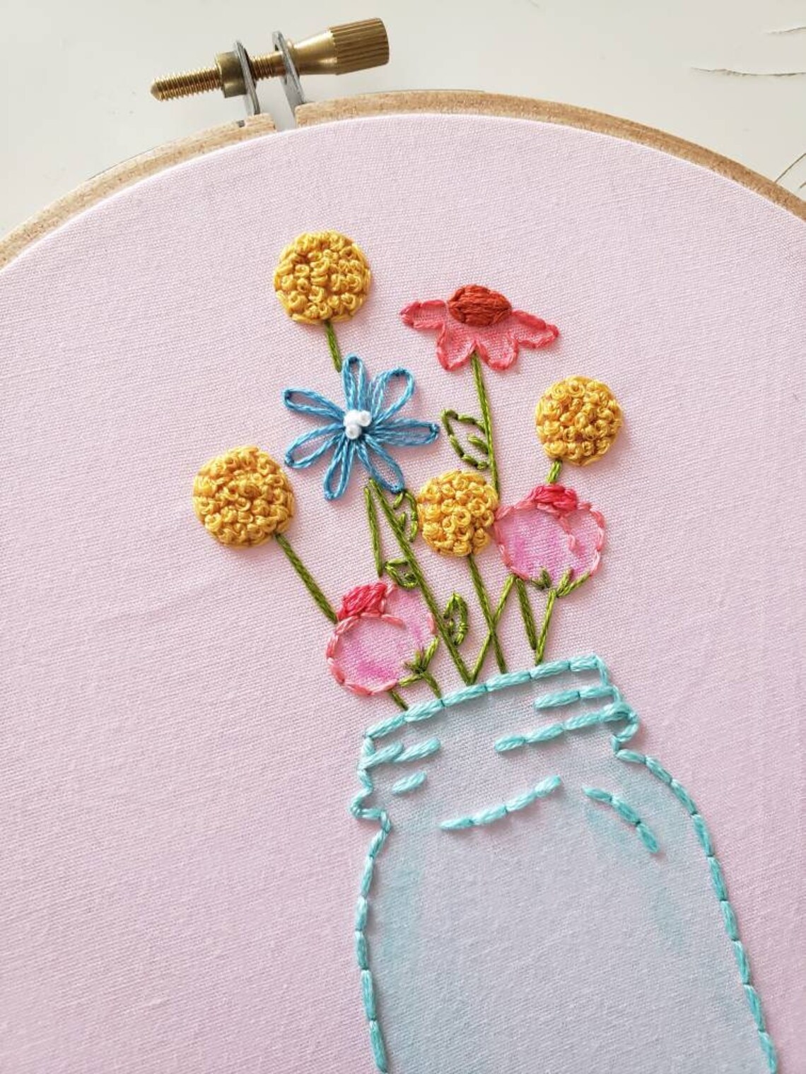 Mason Jar Embroidery Hoop Artmason Jar Decorembroidery Etsy