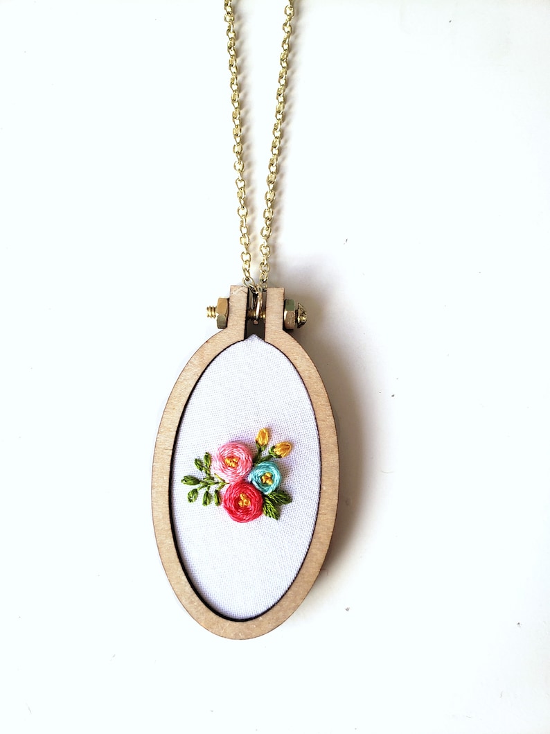 Floral embroidery necklace3 sizeshandmade necklaceflower  etsy Floral embroidery necklace3 sizeshandmade necklaceflower  etsy