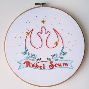 Rebel Scum Hand Embroidery Pattern,Star Wars Inspired, Kids Room Decor,Boys Room,Embroidery Designs, Luke Skywalker,Colorful Star Wars image 4