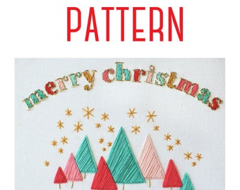 Colorful Merry Christmas Embroidery Pattern,Handmade Christmas Decorations,Hand Embroidery, Christmas Crafts,Digital Stitching Pattern, PDF