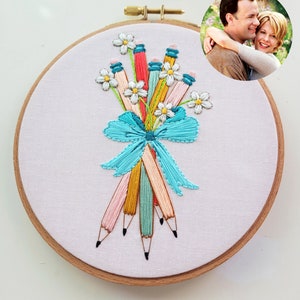 You've Got Mail Bouquet of Freshly Sharpened Pencils, Digital PDF Embroidery Pattern, Instant Download,Printable Pattern, DIY Hoop Art image 4
