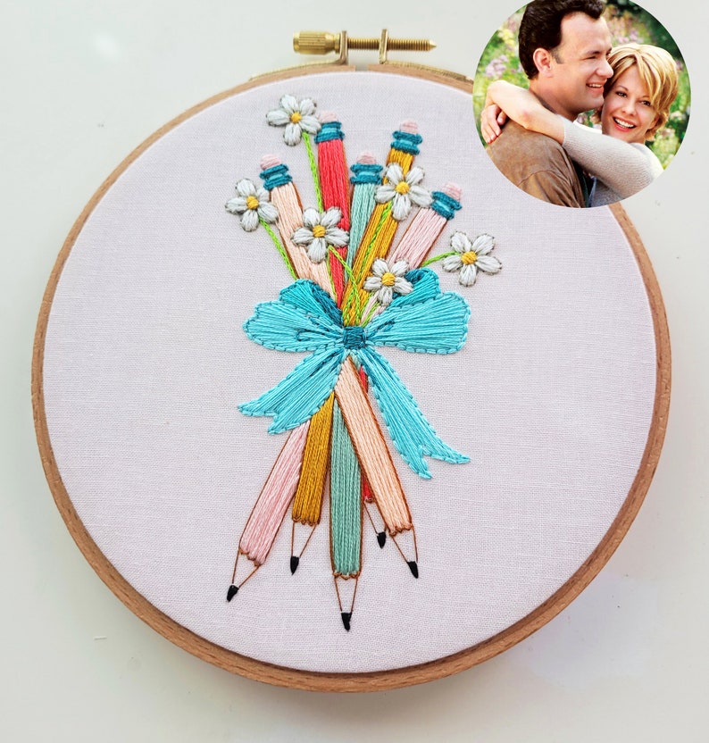 You've Got Mail Bouquet of Freshly Sharpened Pencils, Digital PDF Embroidery Pattern, Instant Download,Printable Pattern, DIY Hoop Art image 4