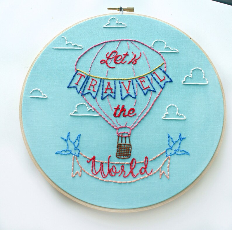 Embroidery nwcvqlets travel the worldhot air  etsy Embroidery nwcvqlets travel the worldhot air  etsy