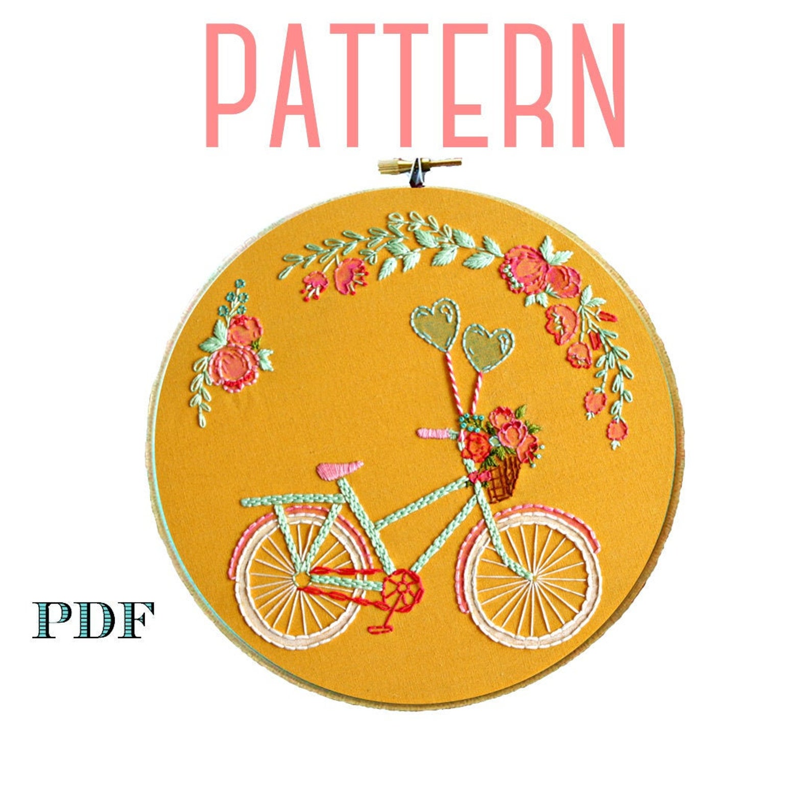 Bike Embroidery PatternBeginner Embroidery Kit Bike Art Etsy