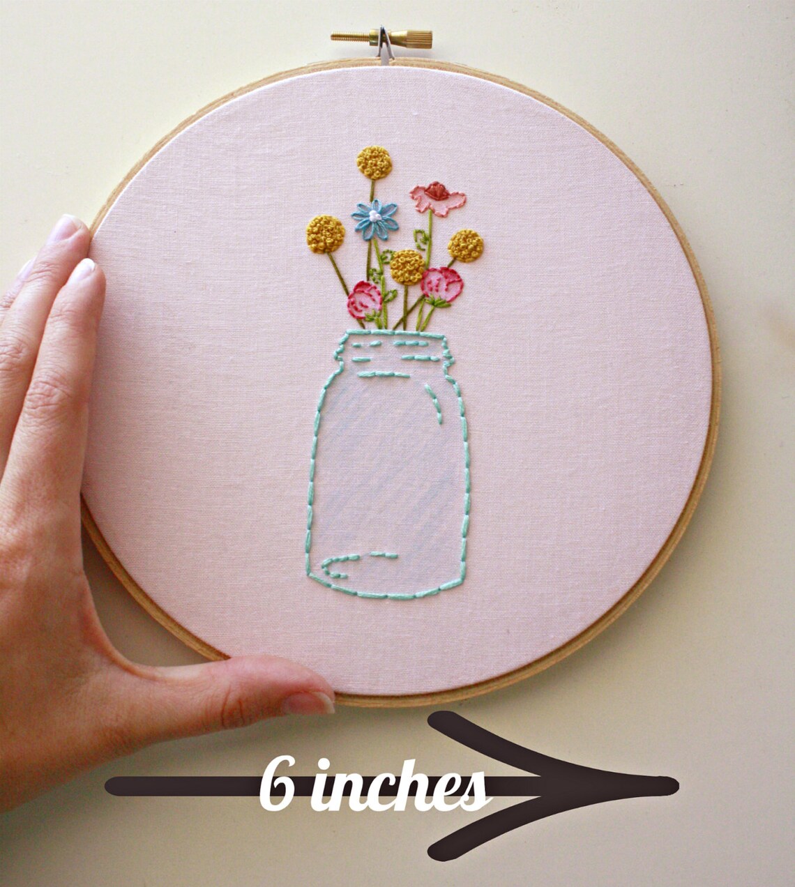 Mason Jar Embroidery Hoop Artmason Jar Decorembroidery Etsy