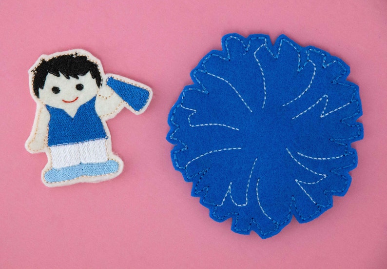 sport team kids toy Cheer squad boy and girl finger puppets with pom-pom case stocking stuffer