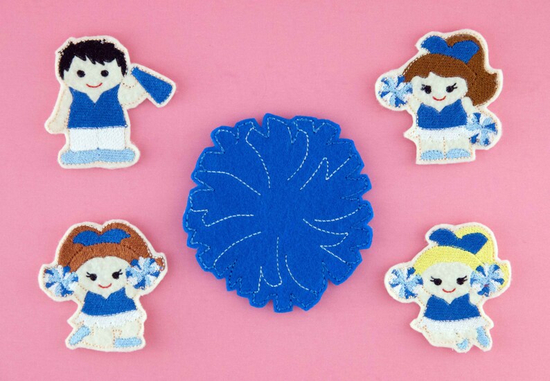 sport team kids toy Cheer squad boy and girl finger puppets with pom-pom case stocking stuffer