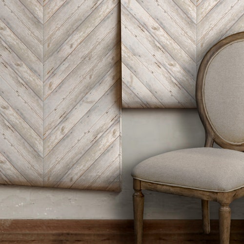 Whitewashed Plank Repositionable Peel 'n Stick Wallpaper Etsy