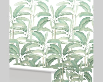 Tropical Palm Mural Removable • Peel 'n Stick or Traditional Wallpaper • Free Custom Colors • Vinyl-Free •  Non-toxic