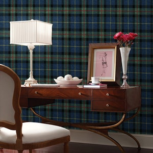 Wexford Tartan Easy to Apply Removable Peel &#39;n Stick Wallpaper • Vinyl-Free •  Non-toxic