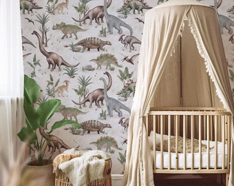 Jurassic Story | Fossil Peel 'n Stick or Traditional Wallpaper | Made in the USA • Vinyl-Free •  Non-toxic