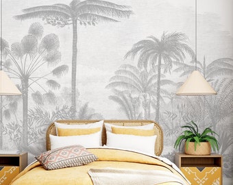 Tropicale Etched Mural | Cool Grey