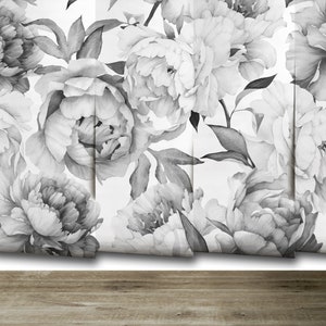 Peonies Mural ||  Peel 'n Stick or Traditional Wallpaper | Made in the USA • Vinyl-Free •  Non-toxic