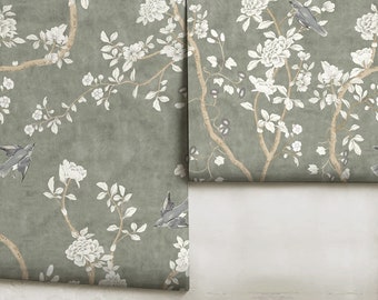 Chaumont | Fog | Peel &#39;n Stick or PrePasted Wallpaper | Vinyl-Free | Non-toxic
