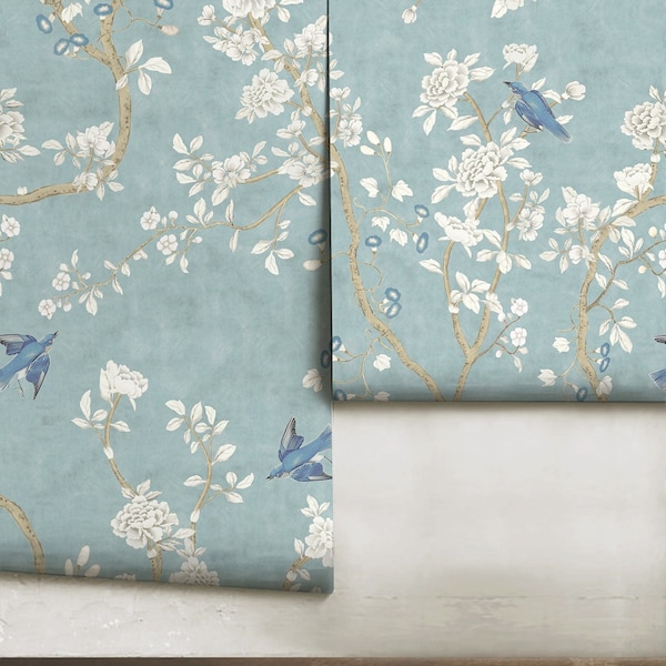 Chaumont | Brighton Blue | Peel 'n Stick or PrePasted Wallpaper | Vinyl-Free | Non-toxic