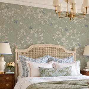 Chaumont | Misty Green | Peel 'n Stick or PrePasted Wallpaper | Vinyl-Free | Non-toxic