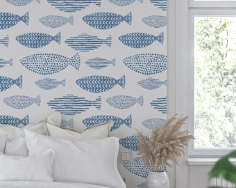 Lake Days Peel 'n Stick or Traditional Wallpaper • Vinyl-Free •  Non-toxic