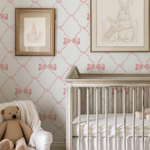 Olivia Bow Trellis  || Watercolor Floral || Traditional or Removable • Vinyl-Free •  Non-toxic