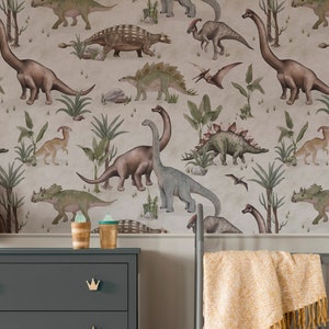 Jurassic Story | Fossil Peel 'n Stick or Traditional Wallpaper | Made in the USA • Vinyl-Free •  Non-toxic