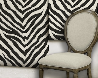 Zebra | Black | Removable or Traditional Wallpaper | Custom Colors | Made in the USA! • Vinyl-Free •  Non-toxic
