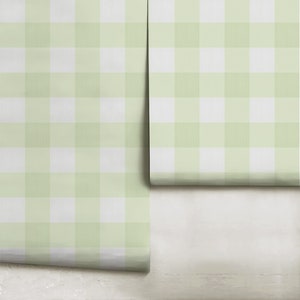 Small Buffalo Check 4 inch // Honeydew Removable Peel 'n Stick Wallpaper Vinyl-Free Non-toxic image 1