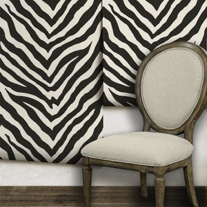 Zebra | Black | Removable or Traditional Wallpaper | Custom Colors | Made in the USA! • Vinyl-Free •  Non-toxic