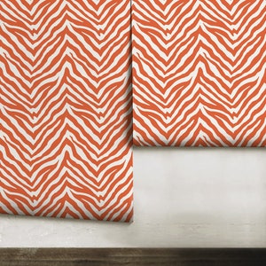Zebra / Orange • Removable or Traditional Wallpaper • Custom colors available ! • Vinyl-Free •  Non-toxic