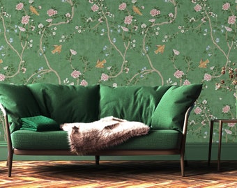 Chaumont | Emerald | Peel 'n Stick or PrePasted Wallpaper | Vinyl-Free | Non-toxic