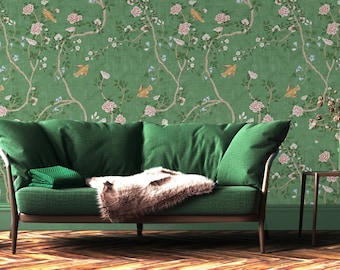 Chaumont | Emerald | Peel 'n Stick or PrePasted Wallpaper | Vinyl-Free | Non-toxic