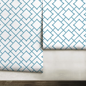 Jacaranda Blue Trellis Repositionable Peel &#39;n Stick Wallpaper Custom Sizes and Colors! • Vinyl-Free •  Non-toxic