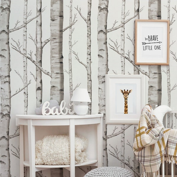 Birch Forest | Peel 'n Stick or Traditional Wallpaper | Made in the USA • Vinyl-Free •  Non-toxic