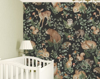 Woodland Storybook Mural ||  Peel 'n Stick or PrePasted Wallpaper• Vinyl-Free •  Non-toxic