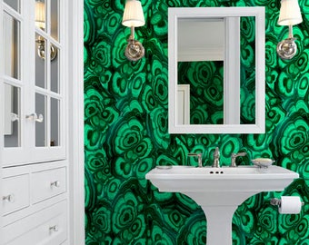 Malachite | Peel 'n Stick or Traditional Wallpaper | Custom Colors | Made in the USA • Vinyl-Free •  Non-toxic