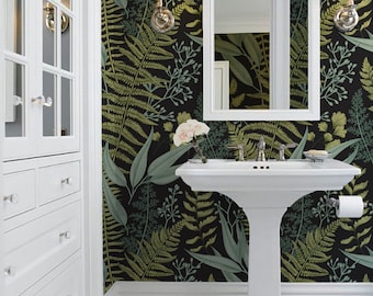 Merritt Botanical Fern Wallpaper Mural || Wall Décor Decal || Easy install || Removable Wallpaper • Vinyl-Free •  Non-toxic