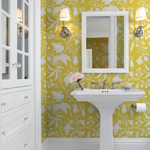 Daffodil Chinoise | Peel 'n Stick or Traditional Wallpaper | Custom Colors | Made in the USA! • Vinyl-Free •  Non-toxic