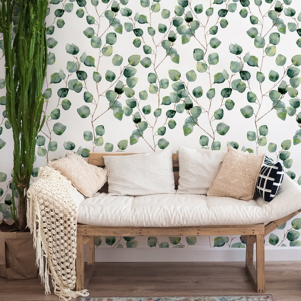 Eucalyptus Wallpaper Mural || Wall Décor Decal || Easy install || Removable Wallpaper • Vinyl-Free •  Non-toxic
