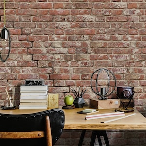 Antique Brick Mural • Peel &#39;n Stick or Traditional PrePasted • Vinyl-Free •  Non-toxic