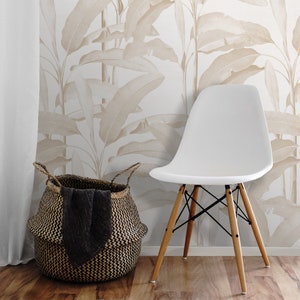 Khaki Large Scale Palms Removable Peel 'n Stick or Pre-pasted Wallpaper Vinyl-Free Non-toxic image 2